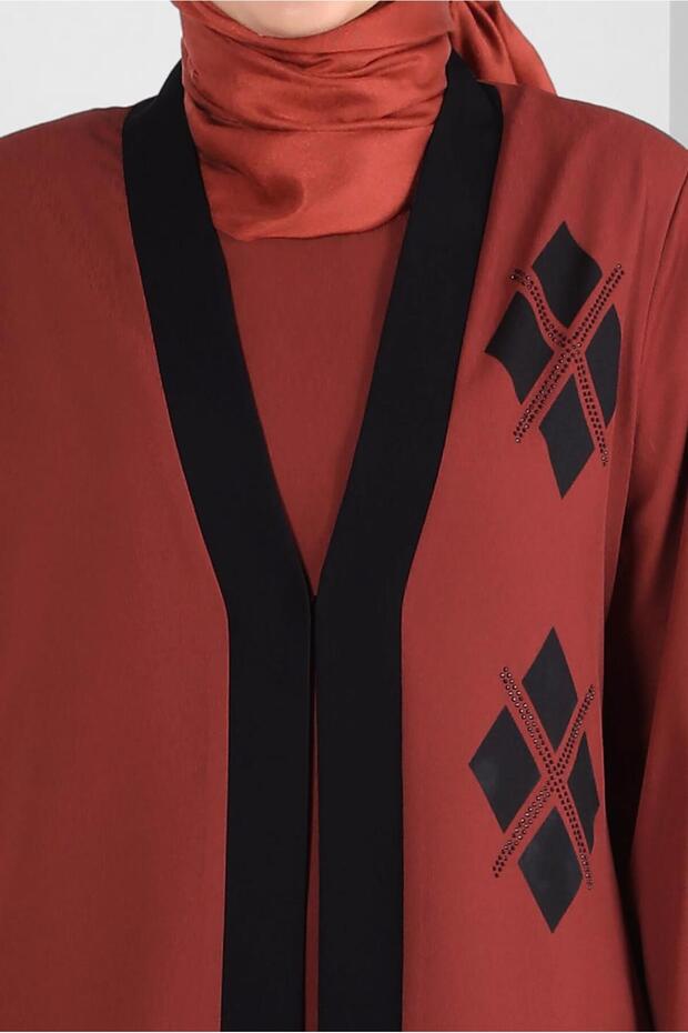 طقم تونيك مزدوج منقوش هندسيًا 20388 - 4