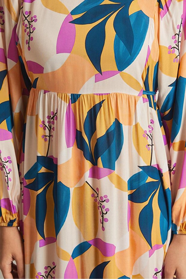 DESENLİ VİSKON ELBİSE 45757 - 3