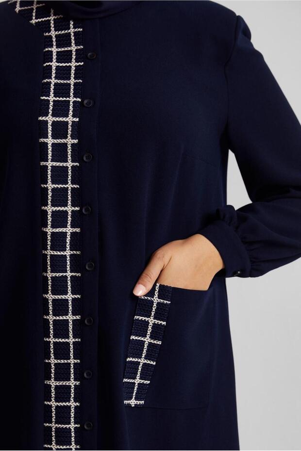 تونيك مقاس كبير منقوش مربع 20744 - 3