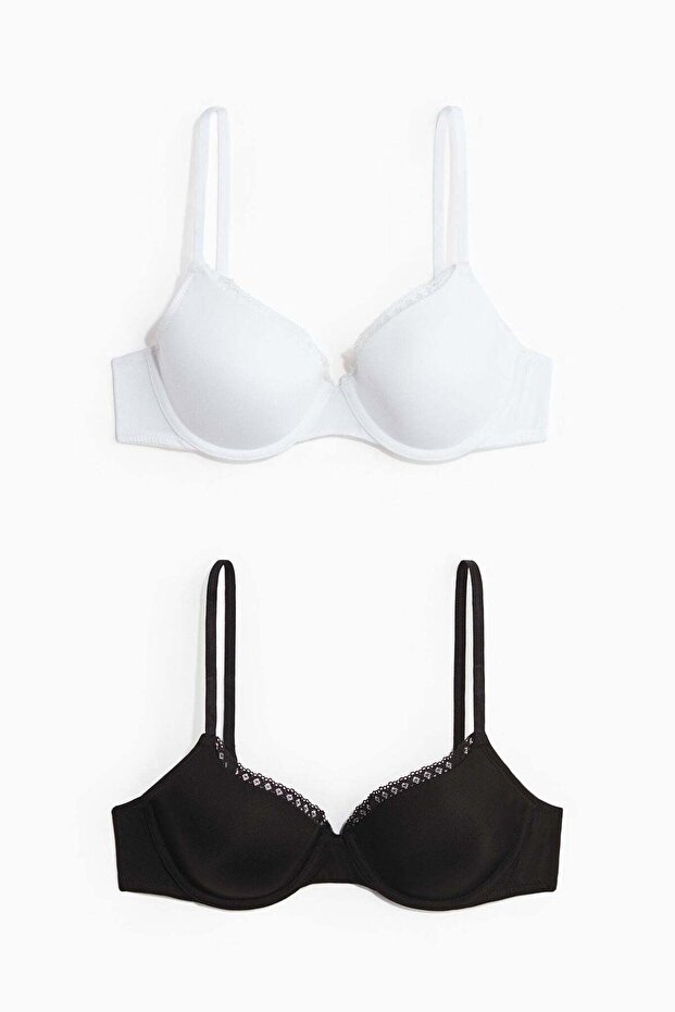 حمالات صدر مبطنة من الألياف الدقيقة مزودة بسلك سفلي مكونة من قطعتين - 1