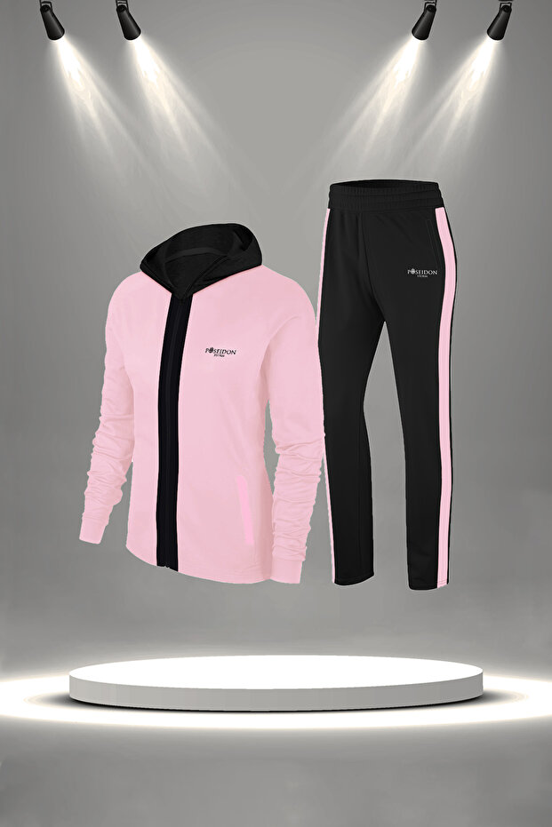 Plus Size Women's Powder New Supra Combed Cotton Comfortable Design Tracksuit Set (4Xl-10Xl)