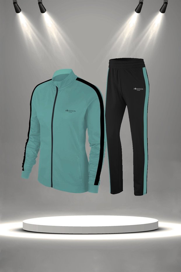 Plus Size Women's Water Green New Supra Combed Cotton All Seasons Walking Jogging Tracksuit Set (4Xl-10Xl)