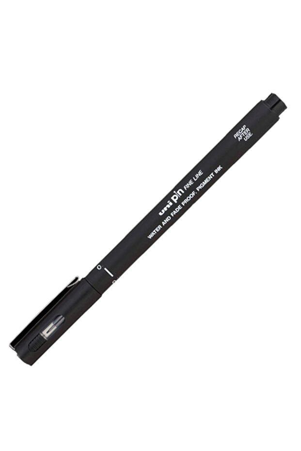 قلم UNIBALL PIN (2.0) ذو طرف مقطوع دقيق، أسود