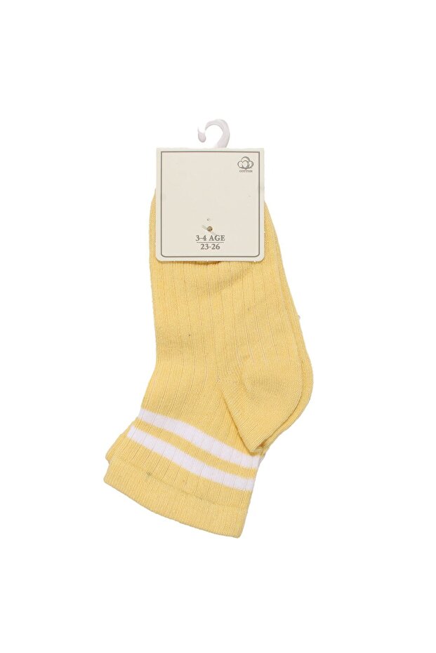 Girl's Yellow and White Striped Socks