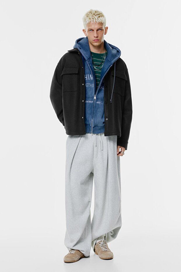 Cepli yünlü ince ceket - 2