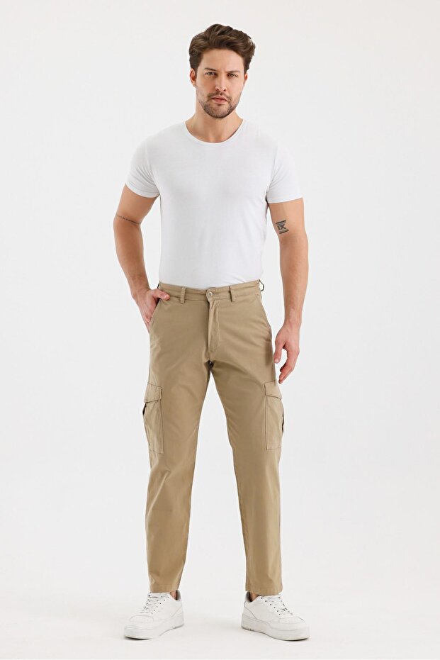 Men's Beige Jpstkane Jjfctry Cp1 F2 Opt1 Styd Pants 12274765-Crockery