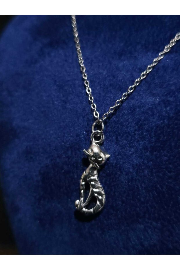 Stylish Minimal Style Cat Steel Necklace with Cat Figure Pet-Themed