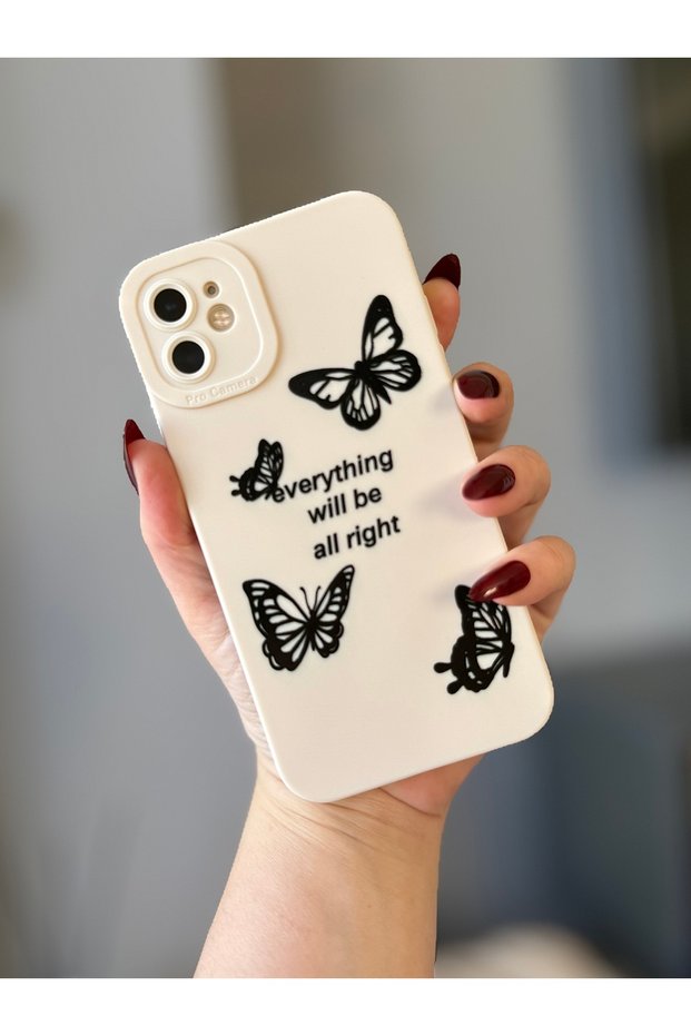 iPhone 11 Butterfly Patterned Cream Color Case