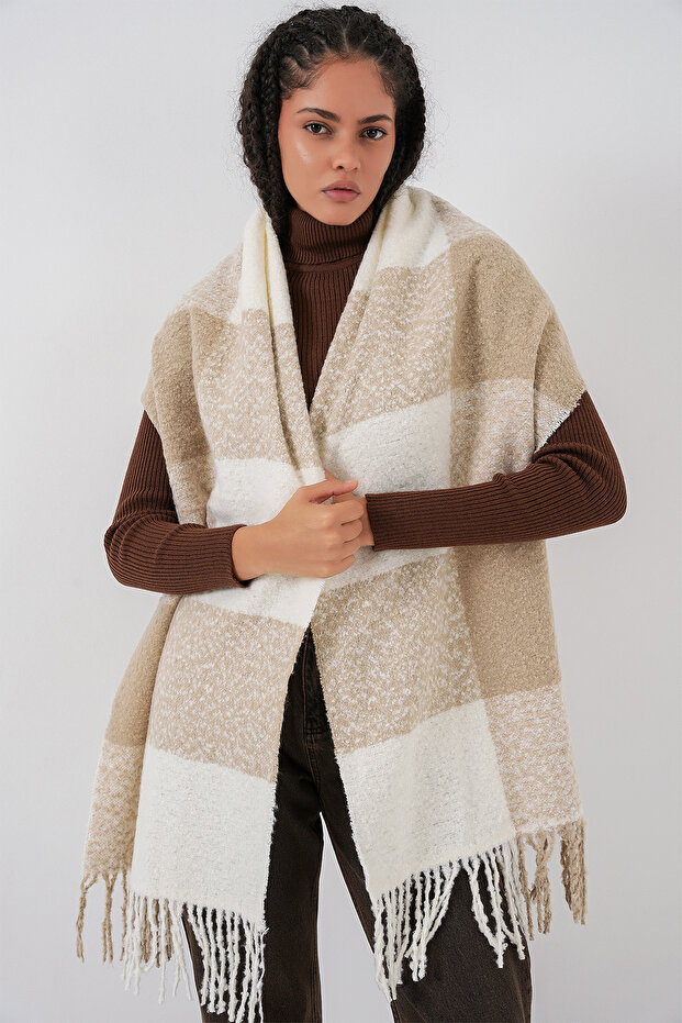 Women's Soft Textured Thick Shawl Scarf 15951 - Mink