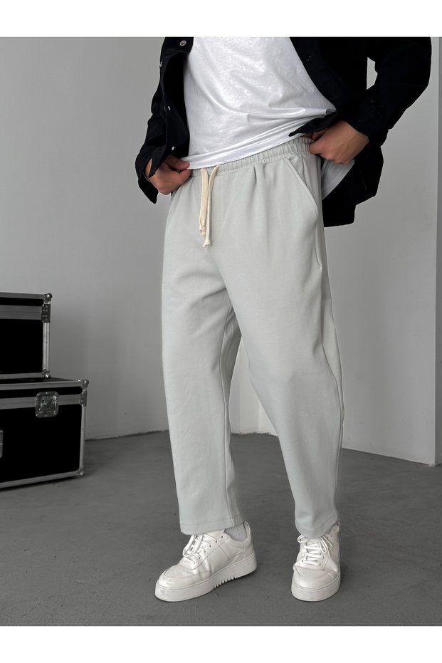 Gray Loose Fit Thick Pants Jj-172