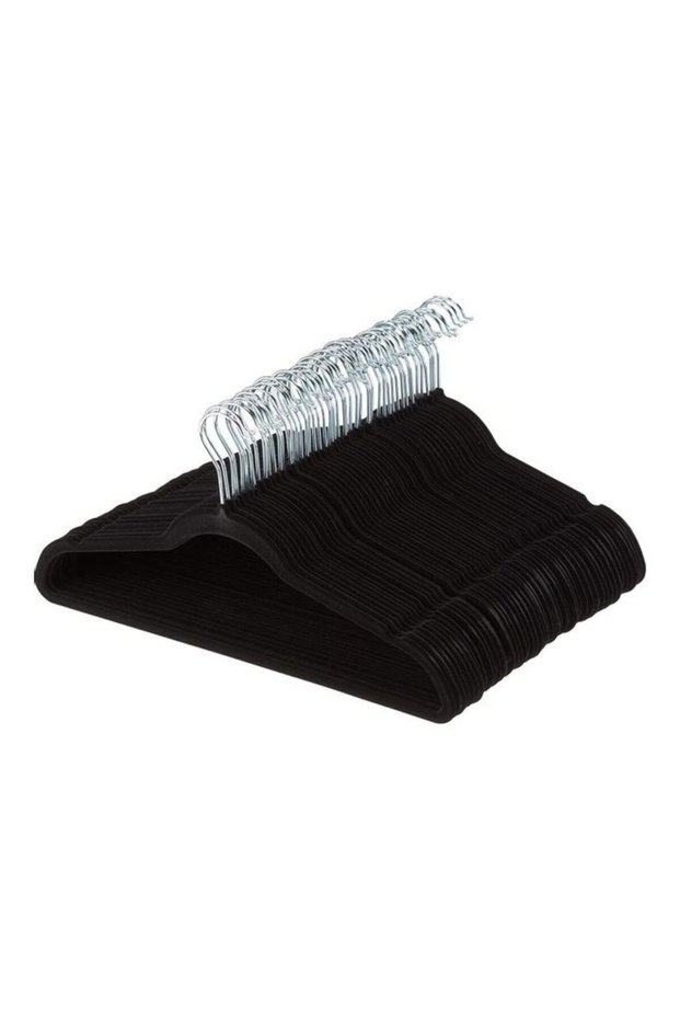 30-Piece Non-Slip Velvet 360 Degree Swivel Hangers Set Black/Silver 40cm