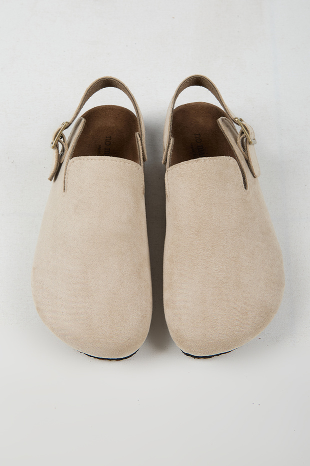 Lapaz Women's Vegan Leather Buckle Beige Sabo Slippers