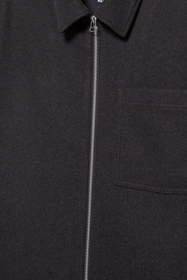 Fermuarlı kaşe ince ceket - 8