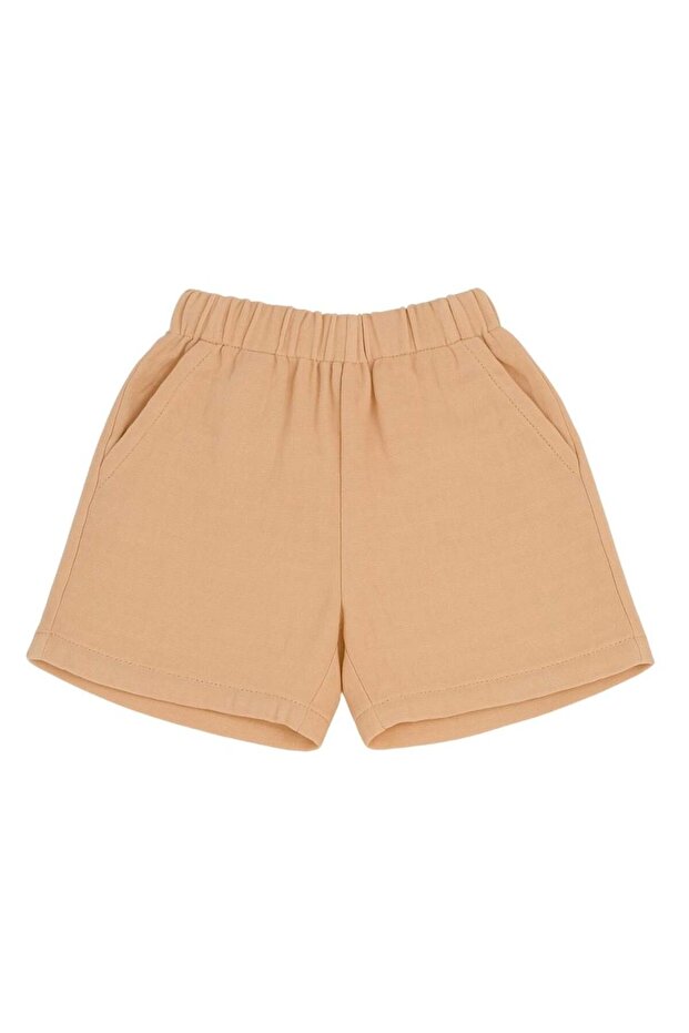 Double Layer Muslin Kids Shorts 100% Natural Cotton Beige