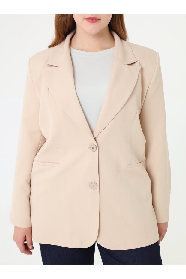 جاكيت كلاسيكي كبير الحجم - بيج - - 3