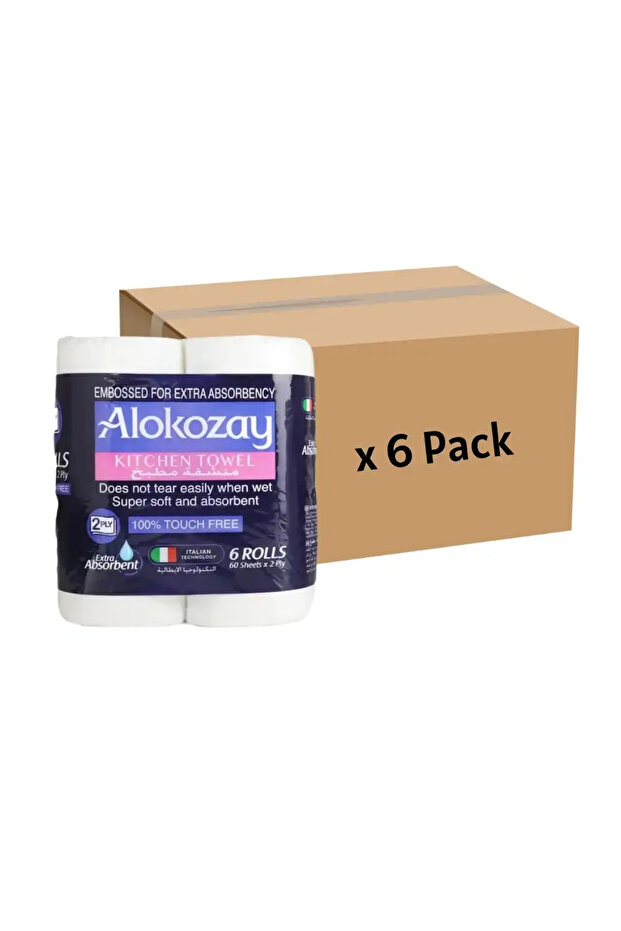 2 PLY Bulk 6 Rolls Kitchen Towel 60 Sheets- 6 Pack