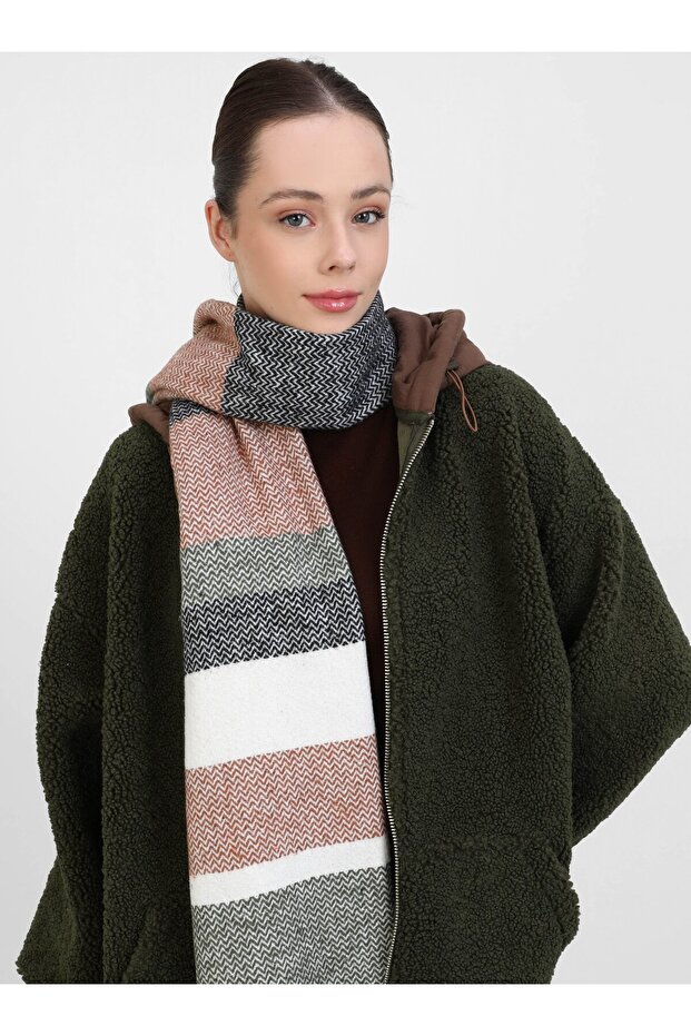 شال كتف منقوش - كاكي - - 4