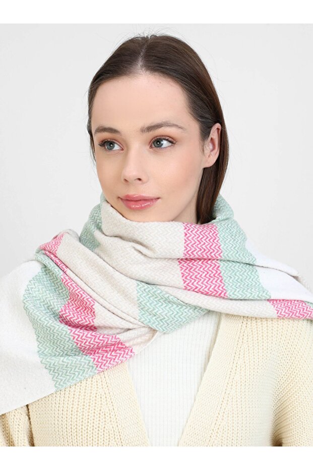 وشاح منقوش باللون الأخضر المائي - - 2