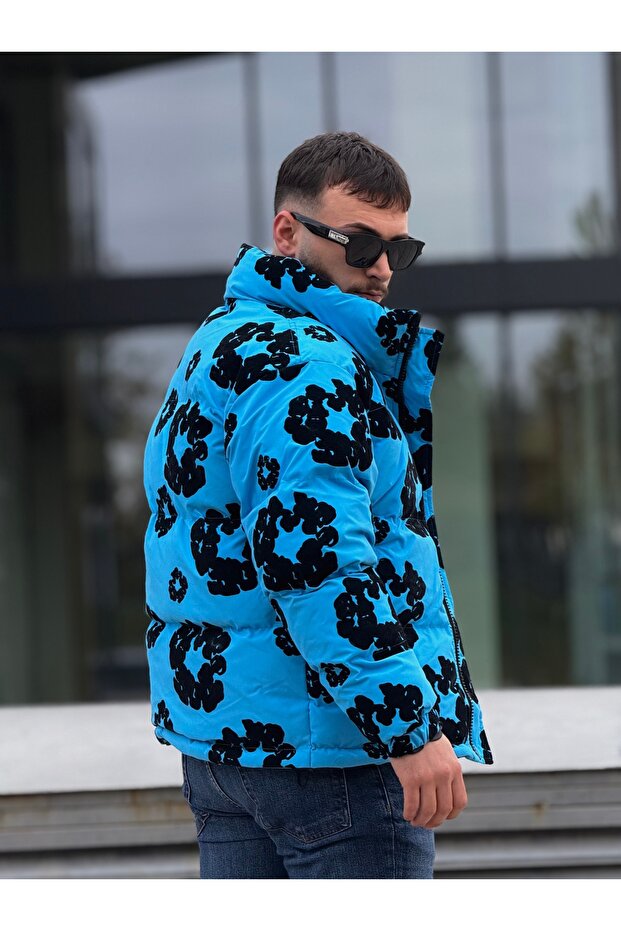 معطف منتفخ منقوش للرجال - 5