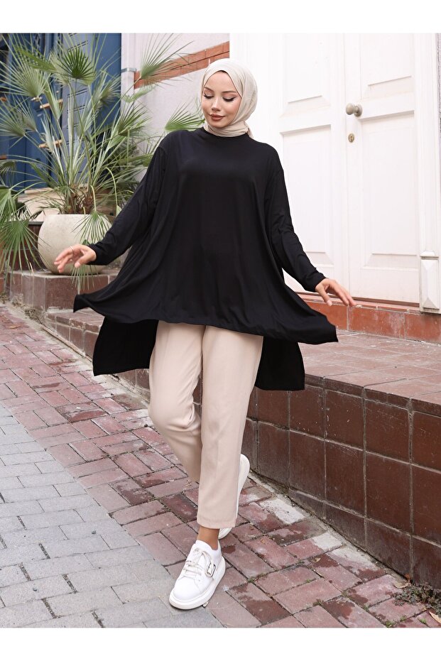 АСИМЕТРИЧНА ТУНІКА - Чорна - - 3