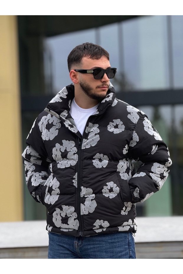 معطف منتفخ منقوش للرجال - 2