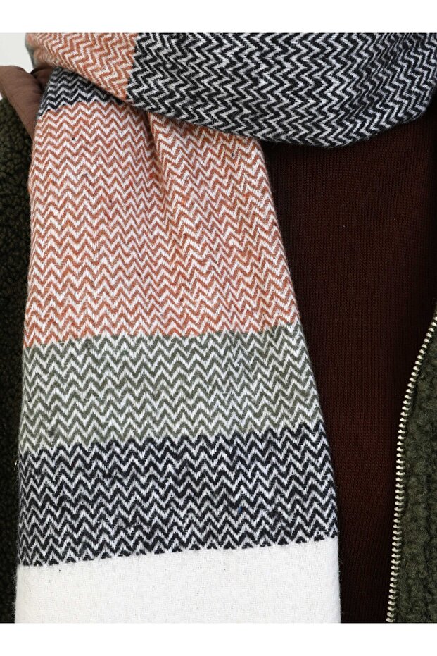 شال كتف منقوش - كاكي - - 3