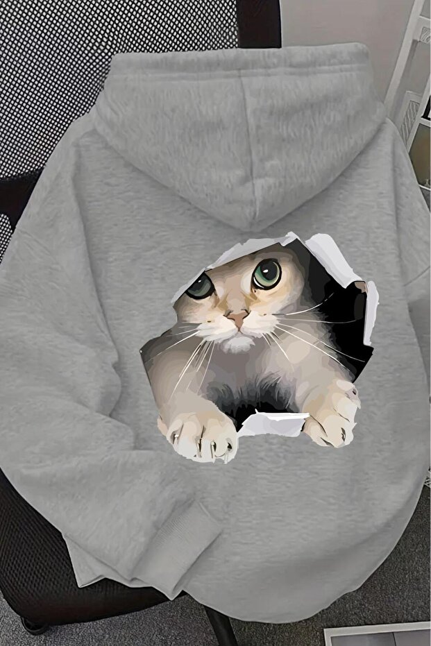 سويت شيرت قطني مطبوع من الداخل للجنسين من Caty Cat
