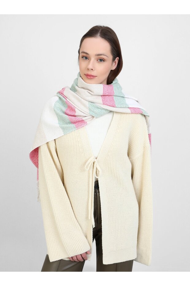 وشاح منقوش باللون الأخضر المائي - - 1