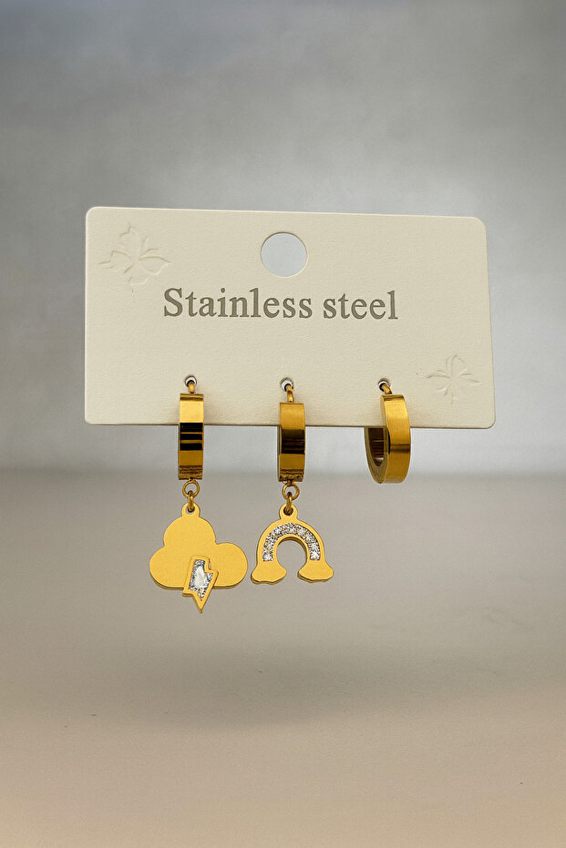Steel 3-Piece Earring Set