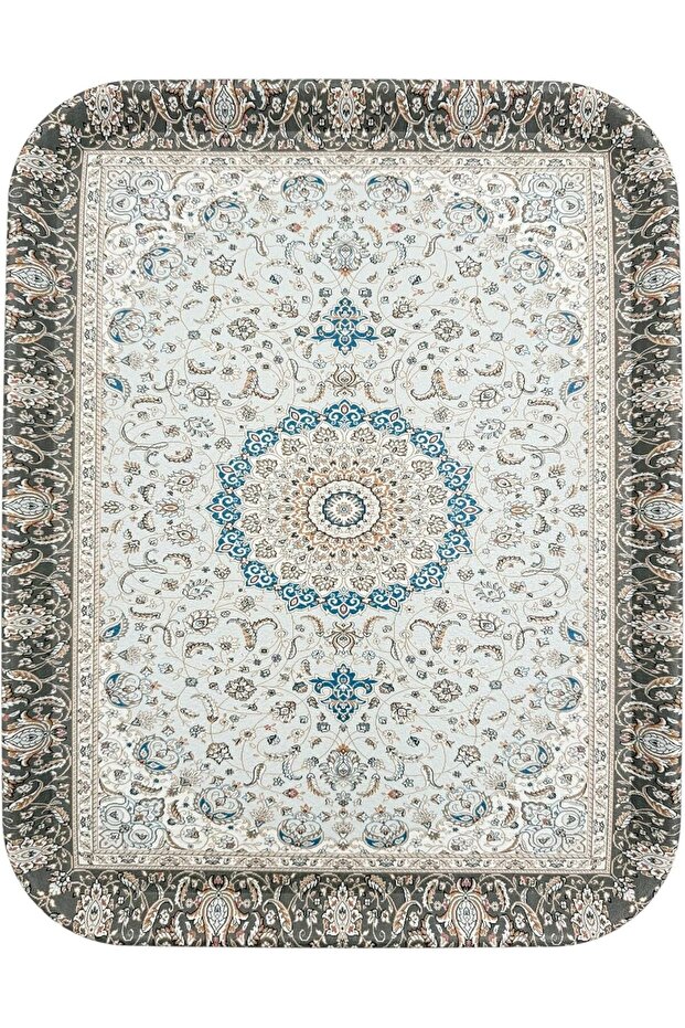 صينية تقديم ميلامين بتصميم فارسي من بي آند دي، مقاس 45×35 سم - أبيض وأزرق