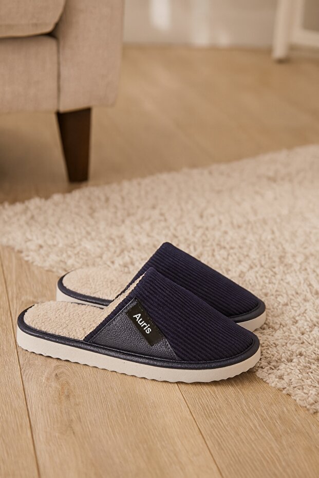 Ar-060 Unisex Velvet Fabric Winter House Slippers with Fur Inside