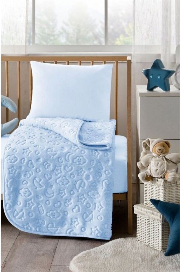 Özdilek embos baby blanket blue 100*120