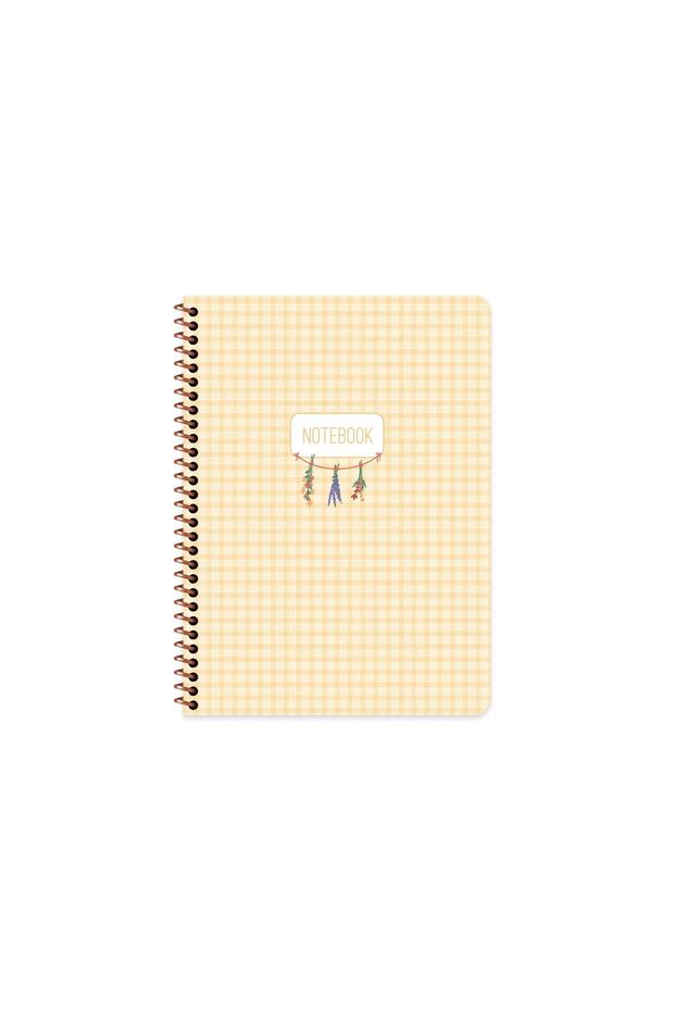 16.5X22.5 Spiral Bound Hard Cover Gingham Striped Notebook - Yellow