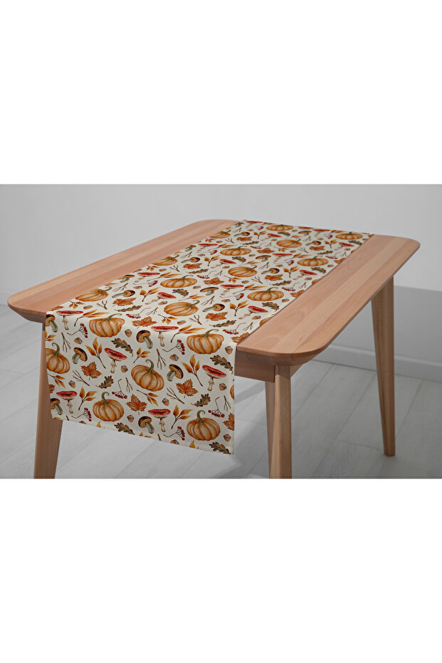 Digital Printed Runner - Leaf / Autumn / Pumpkin Patterned - 140X40 cm