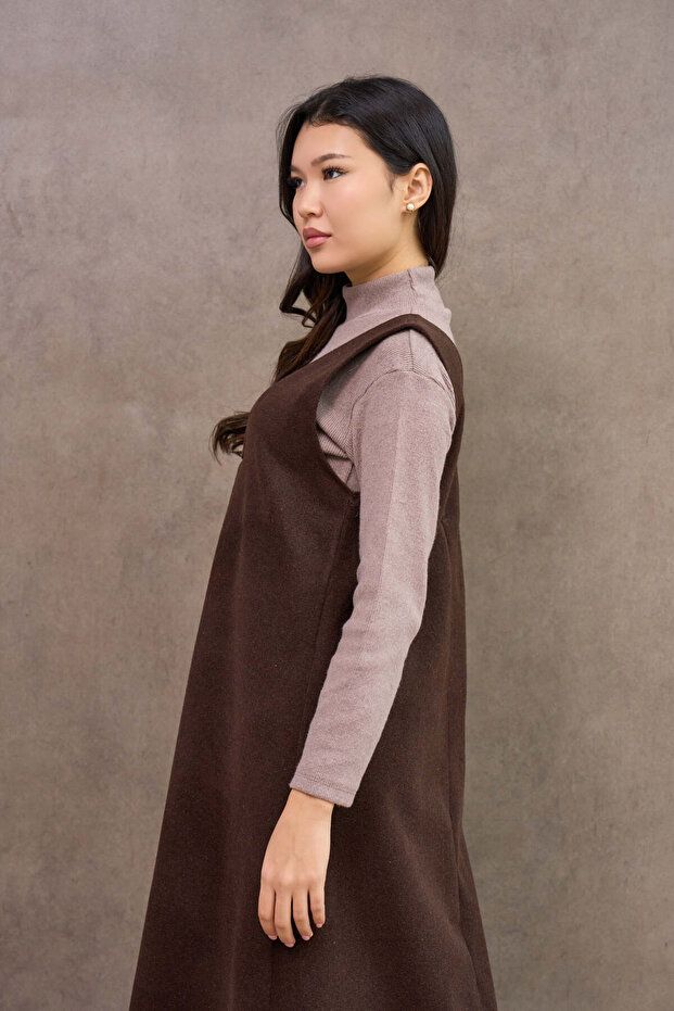Rochie lungă maro cașmir - 5
