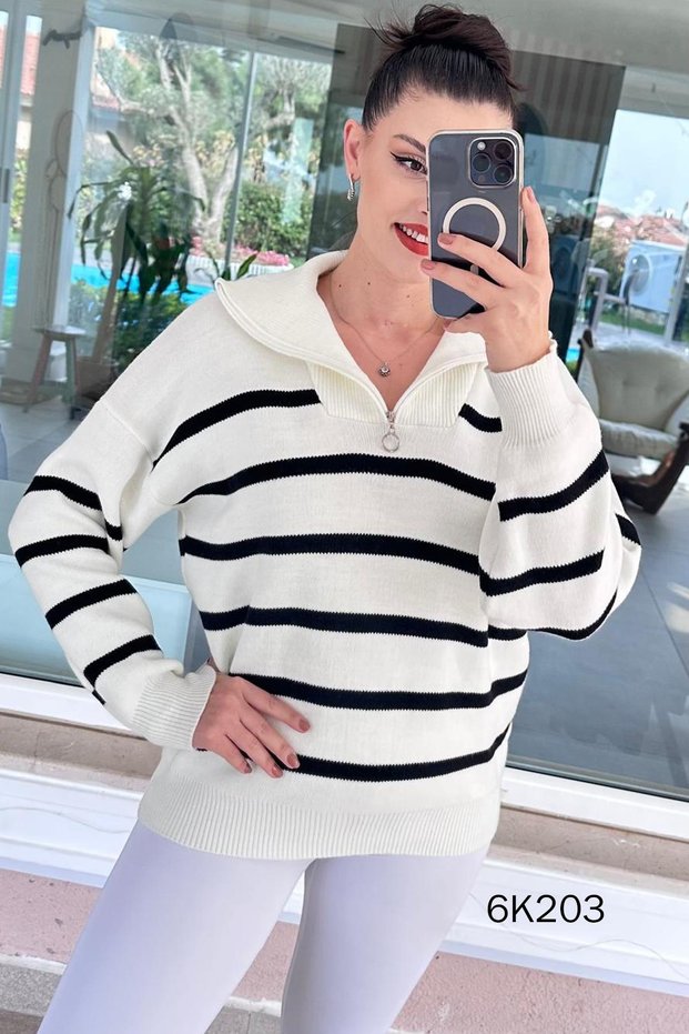 Half Zipper Knitwear Blouse 6K203