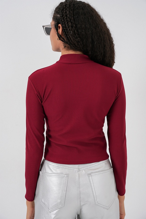 922 Taşlı Body - Bordo - 6