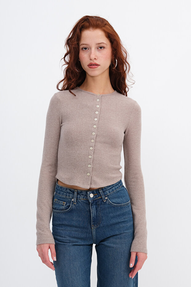 Düğmeli Triko Hırka H12548 - 6