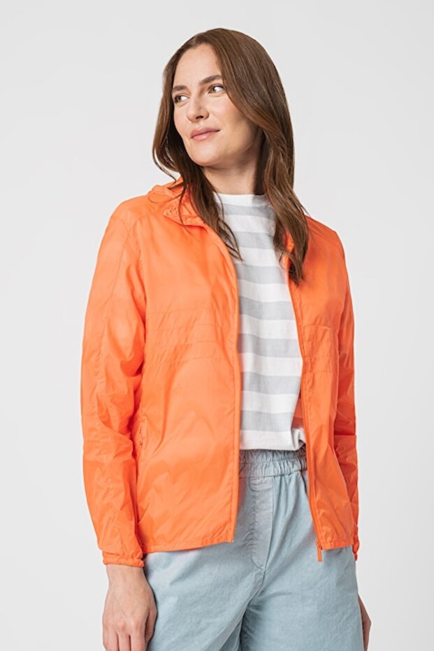 light zip-up jacket, Mandarin Orange, S - 2
