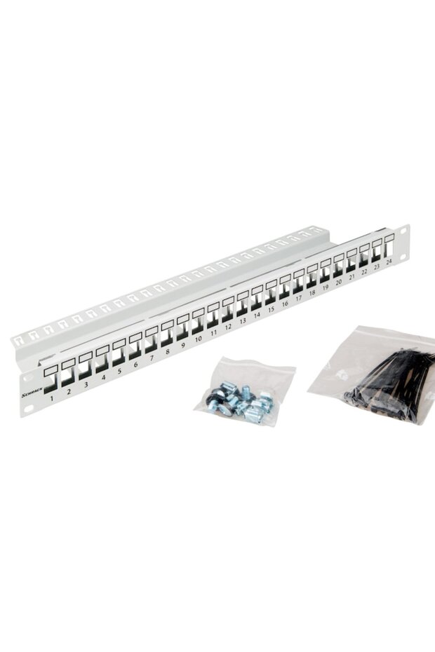19" 24-Port Patch Panel (SFA/SFB), 1U, RAL7035 (empty) - 2