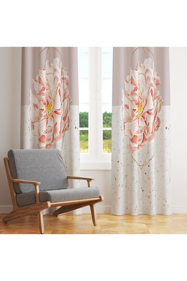 Powder Flower Modern Geometric Design Single Wing Background Curtain 140X260 cm