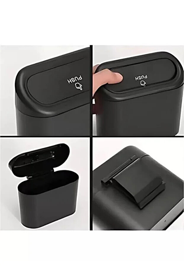 Car Trash Can In-Car Portable Organizer with Lid Garbage Bucket Push Lid Bucket - 5