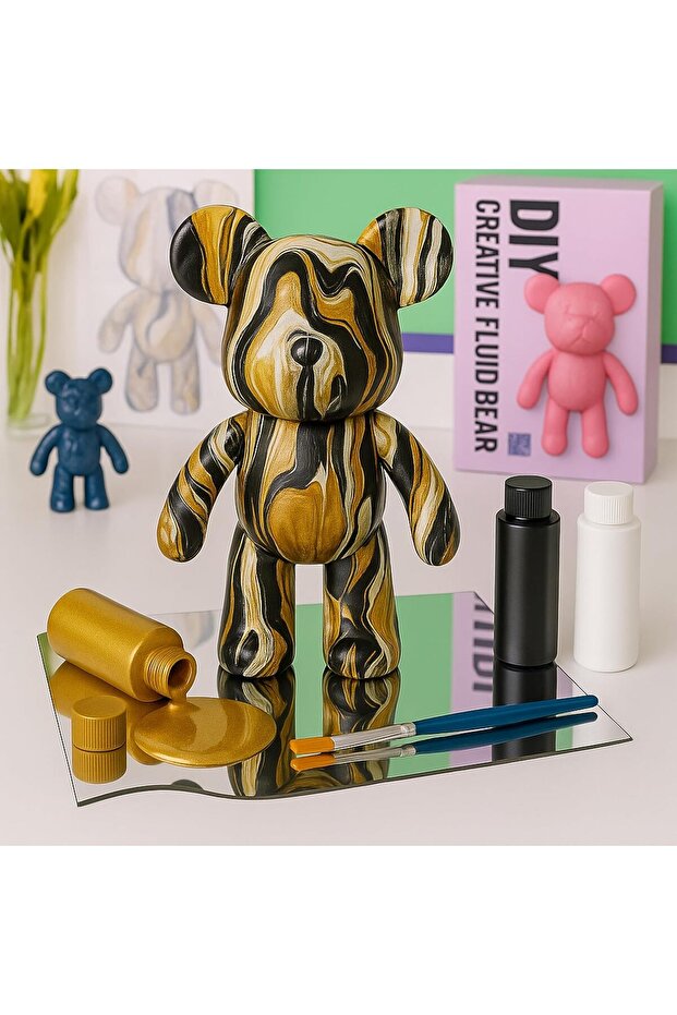 DIY Painting Fluid Bear Figure Kit, Fluid Bear, Paint Bears (Lavender Dream)