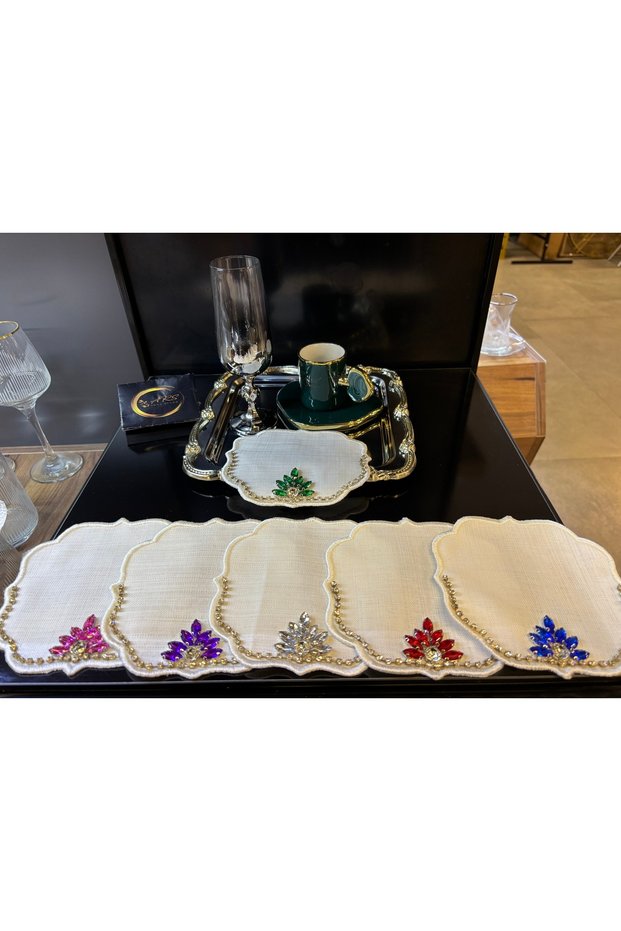 Special Design Colorful Stone 6-Piece Cocktail Napkin, Colorful Coffee Side Presentation Napkin