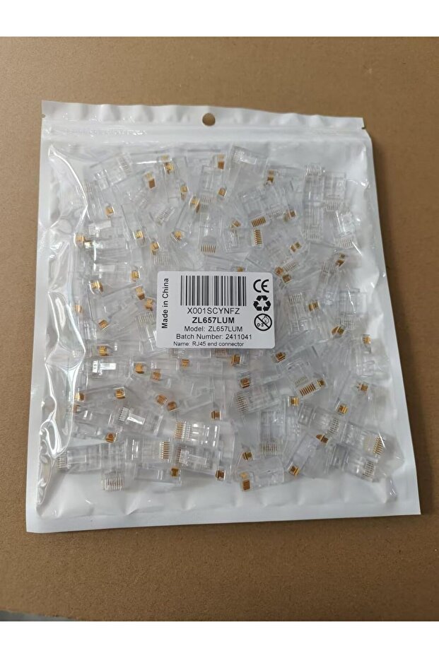 100pcs RJ45 CAT6 Pass Through Connectors Ends with Gold Plated Ethernet Network End Plug - 1