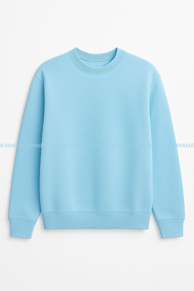 Unisex Crew Neck Sweatshirt 3 Thread Colorful Winter Cotton Fleece Lined Inside