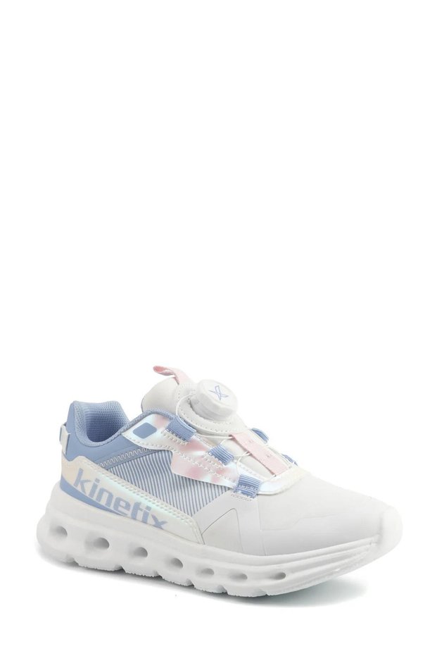 Ergos F Mesh White-M.Blue-A.Pink Girls' Sports Shoes