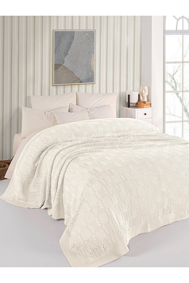 ÇİFT KİŞİLİK TRİKO ÖRGÜ YATAK ÖRTÜSÜ 220X240 - 1