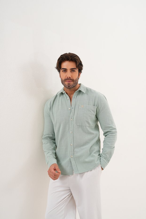 Shirt 100% Cotton Washed Transitional Oversized Men's Shirt