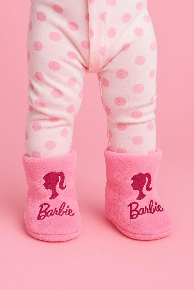 Bebek & Çocuk Kaydırmaz Eva Tabanlı Ev Botu / Panduf / Kışlık Peluş Bot / Pembe Desenli - 2